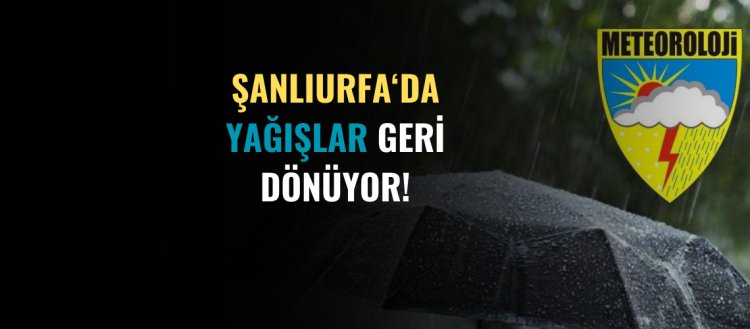 Şanlıurfa'da Yağışlar Geri Dönüyor!